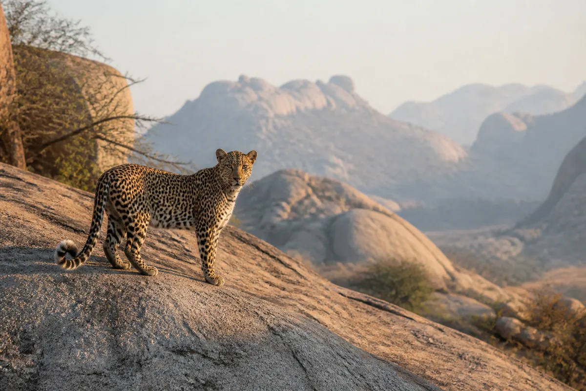Leopard on the hills of Jawai